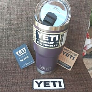 NWT!  YETI Rambler 30oz NORDIC PURPLE Tumbler MagLid Decal/Reg/Care Card…
